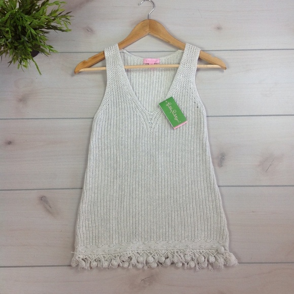Lilly Pulitzer Tops - Lilly Pulitzer Jaya Silver Metallic Sweater XS NWT